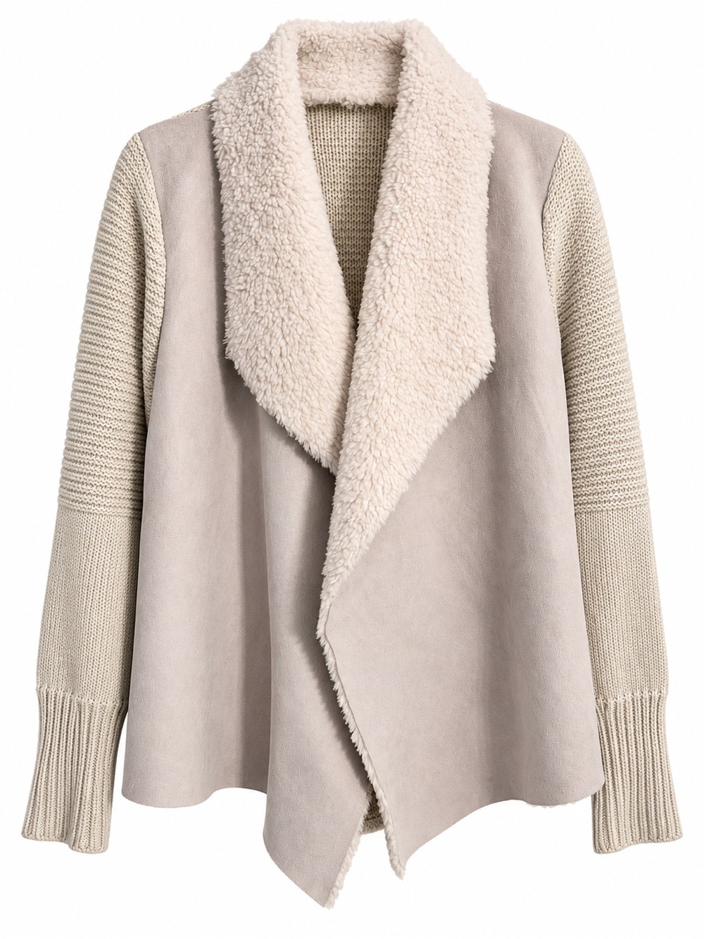 Chelsea & Theodore Cream Sherpa-Trim Open-Front Jacket